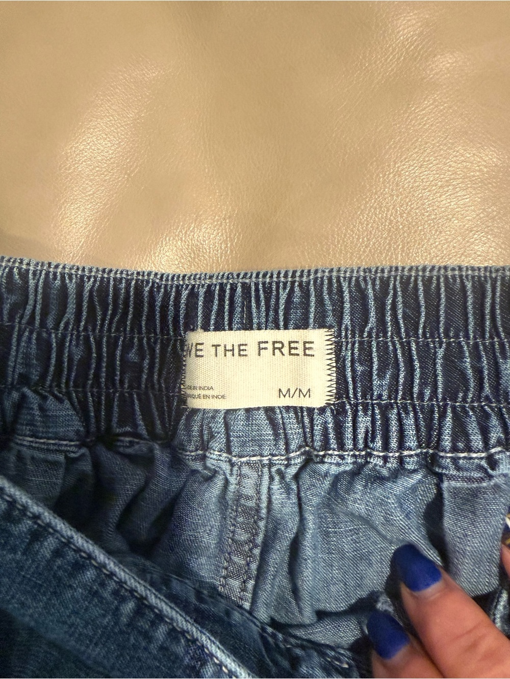 We The Free Blue Drawstring Ruffle Hem Shorts - Picture 6 of 9